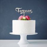 Calligraphy 'Forever' Wooden Wedding Cake Topper