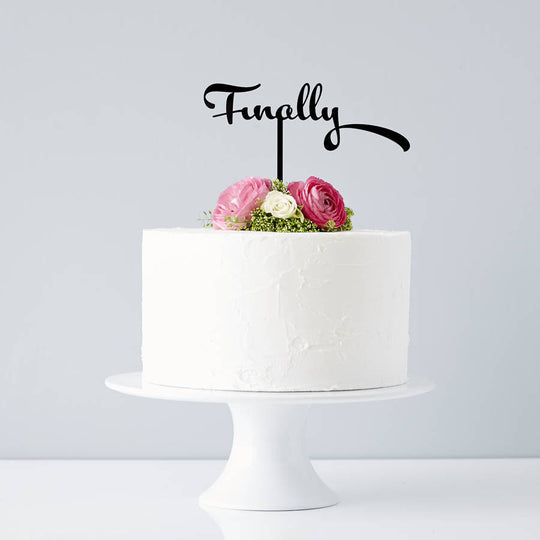 Calligraphy 'Finally' Wedding Cake Topper