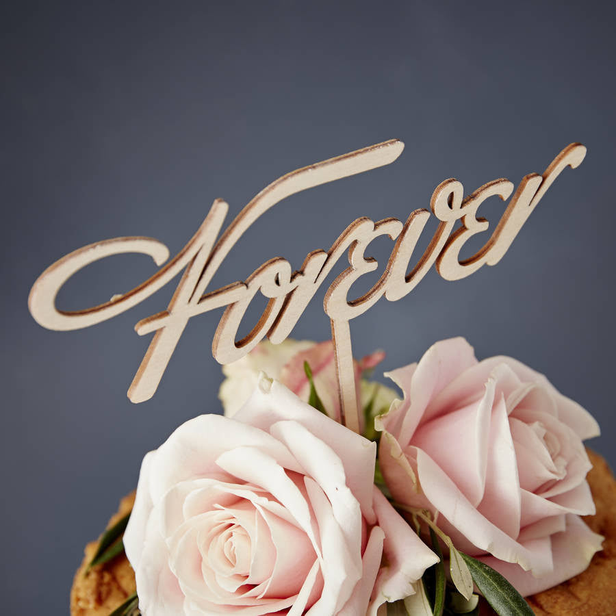 Elegant 'Forever' Wooden Wedding Cake Topper