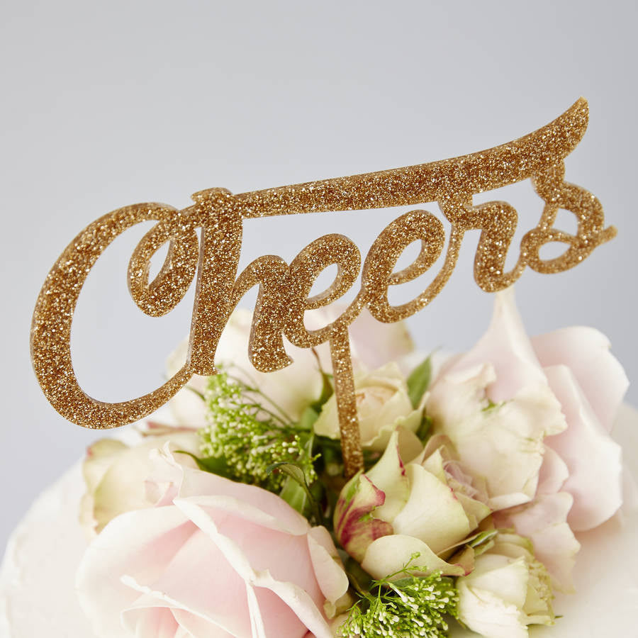 Cheers Wedding Cake Topper