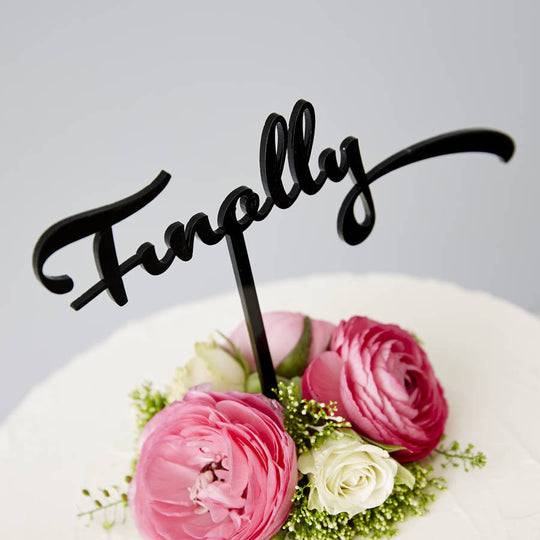 Calligraphy 'Finally' Wedding Cake Topper