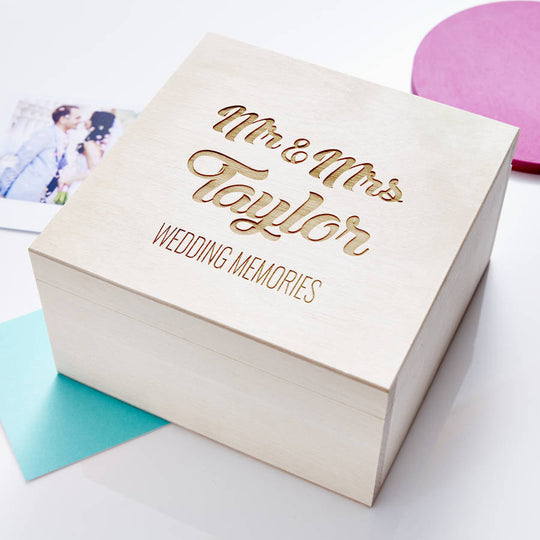 Wooden Personalised Wedding Keepsake Box