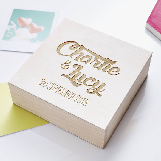 Wooden Personalised Couples Keepsake Box