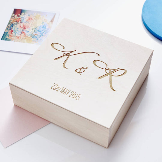 Personalised Elegant Initials Wedding Keepsake Box