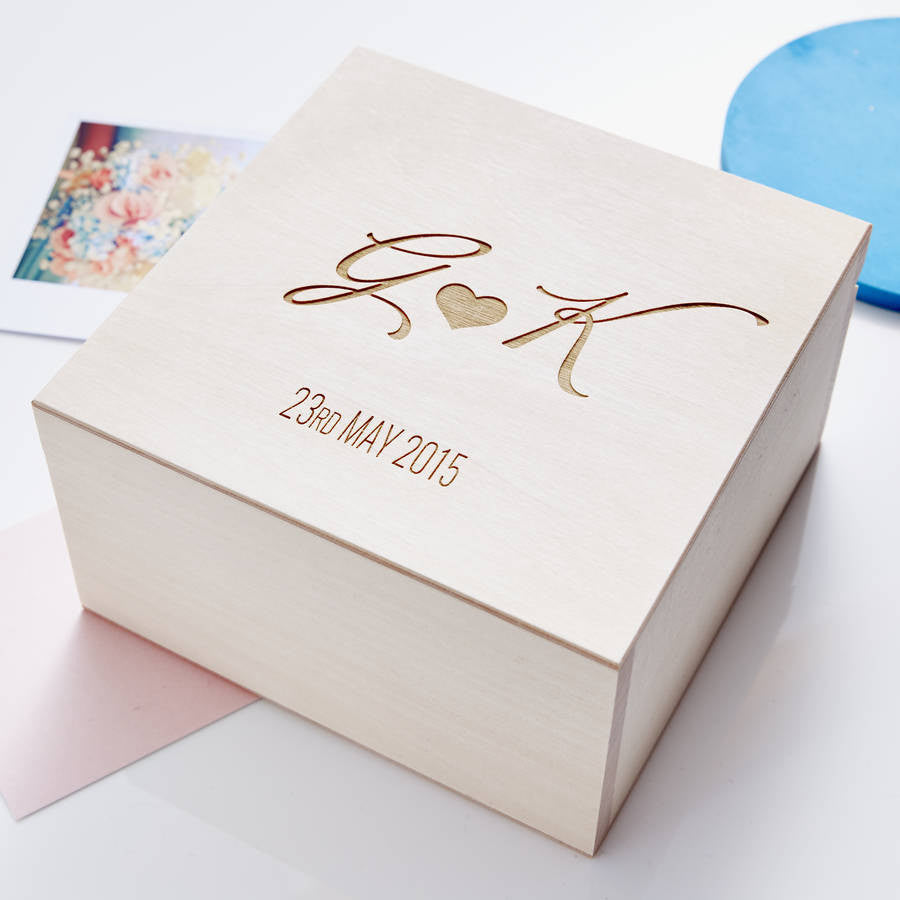 Personalised Elegant Initials Wedding Keepsake Box