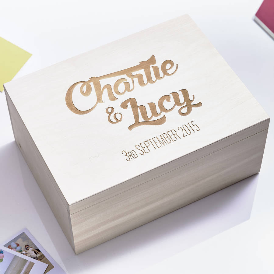 Wooden Personalised Couples Keepsake Box