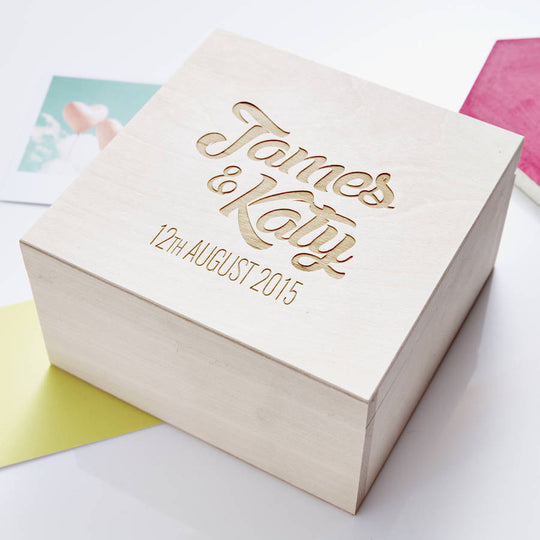 Wooden Personalised Couples Keepsake Box