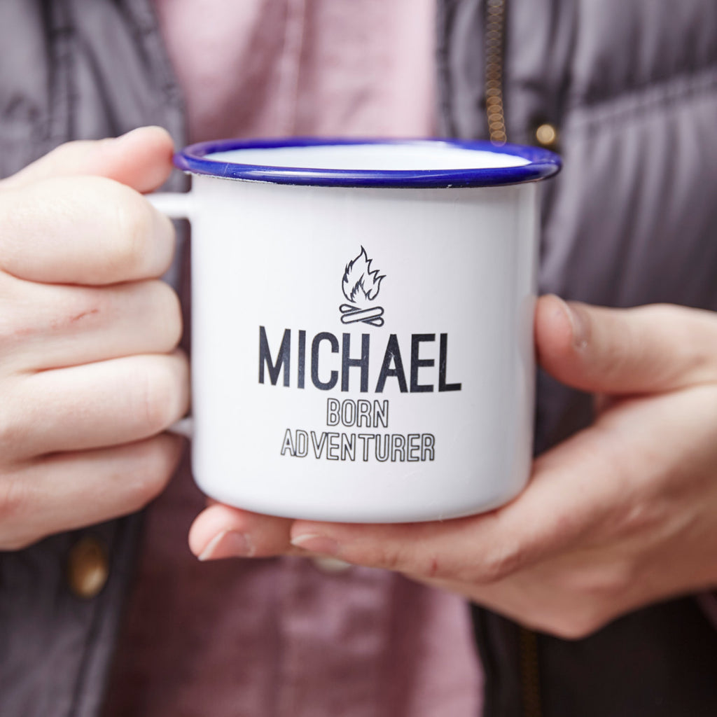 Personalised Adventurer Enamel Mug