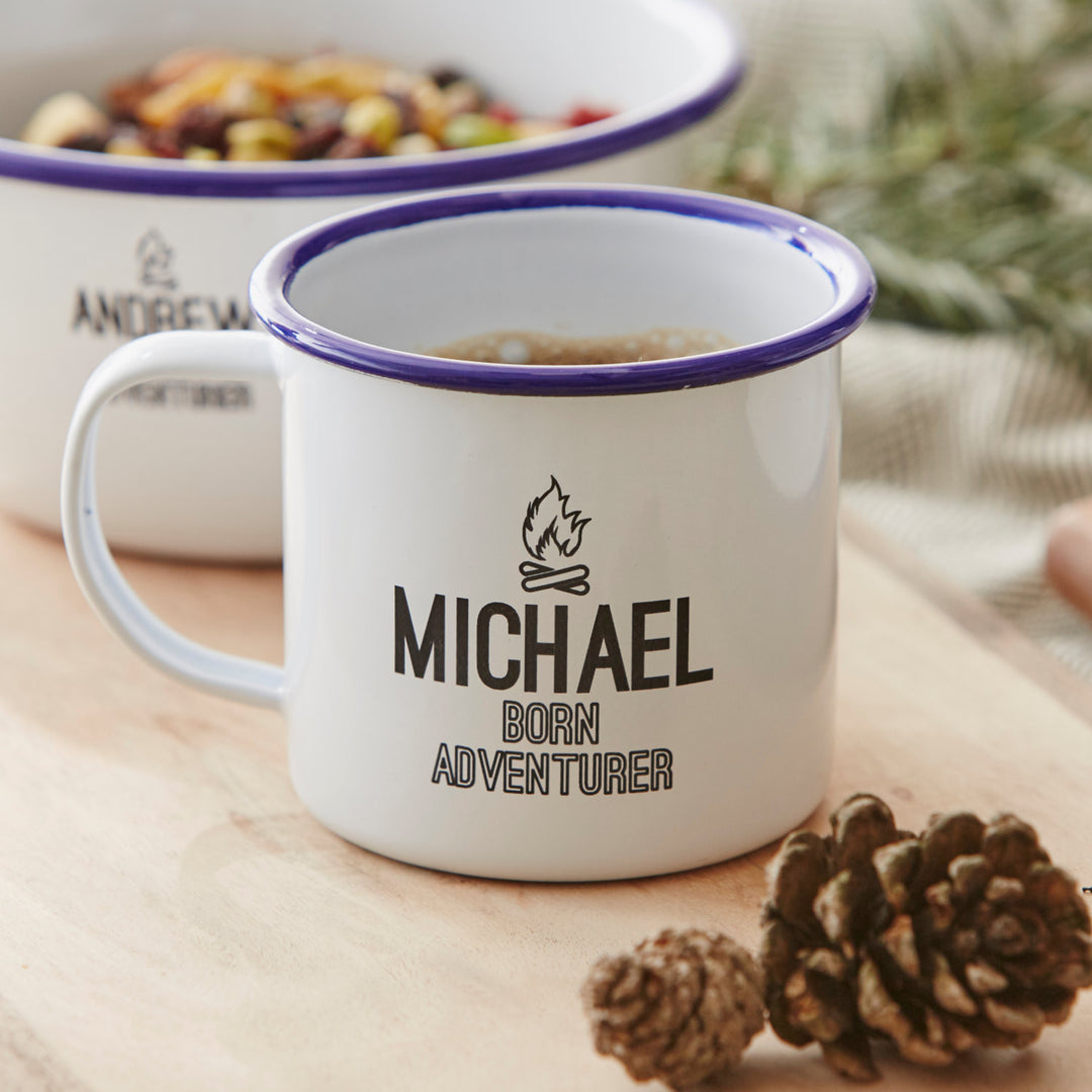 Personalised Adventurer Enamel Mug