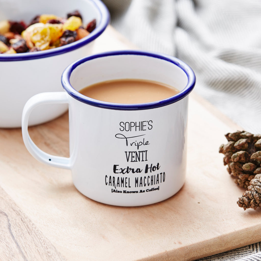 Personalised Drink Order Enamel Mug