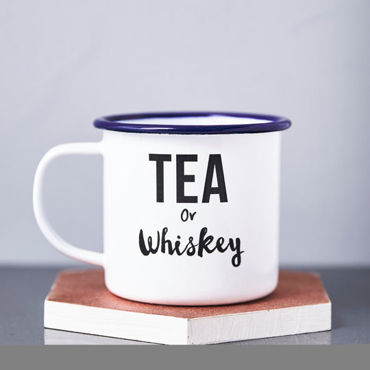 Enamel 'Tea Or Whiskey' Personalised Mug