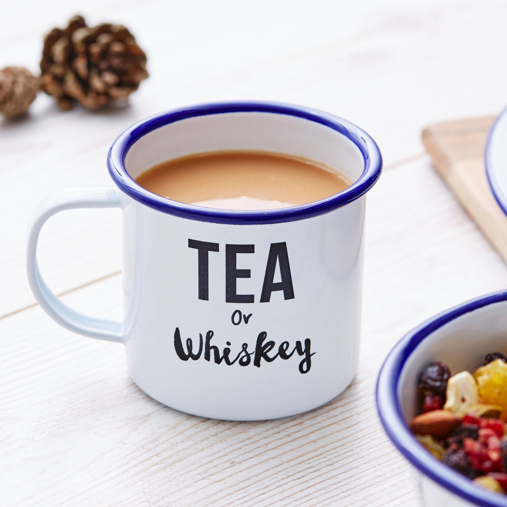 Enamel 'Tea Or Whiskey' Personalised Mug