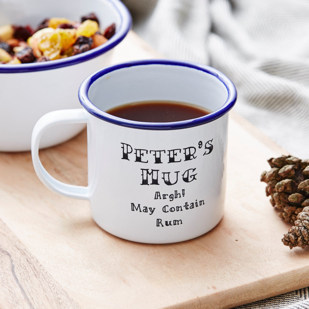 Enamel Personalised 'May Contain Rum' Mug