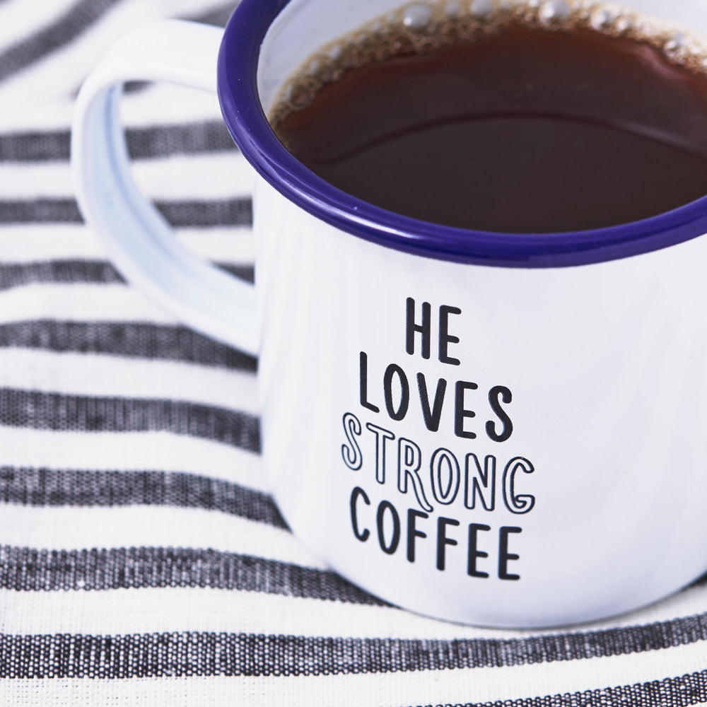 Enamel 'He Loves' Personalised Mug