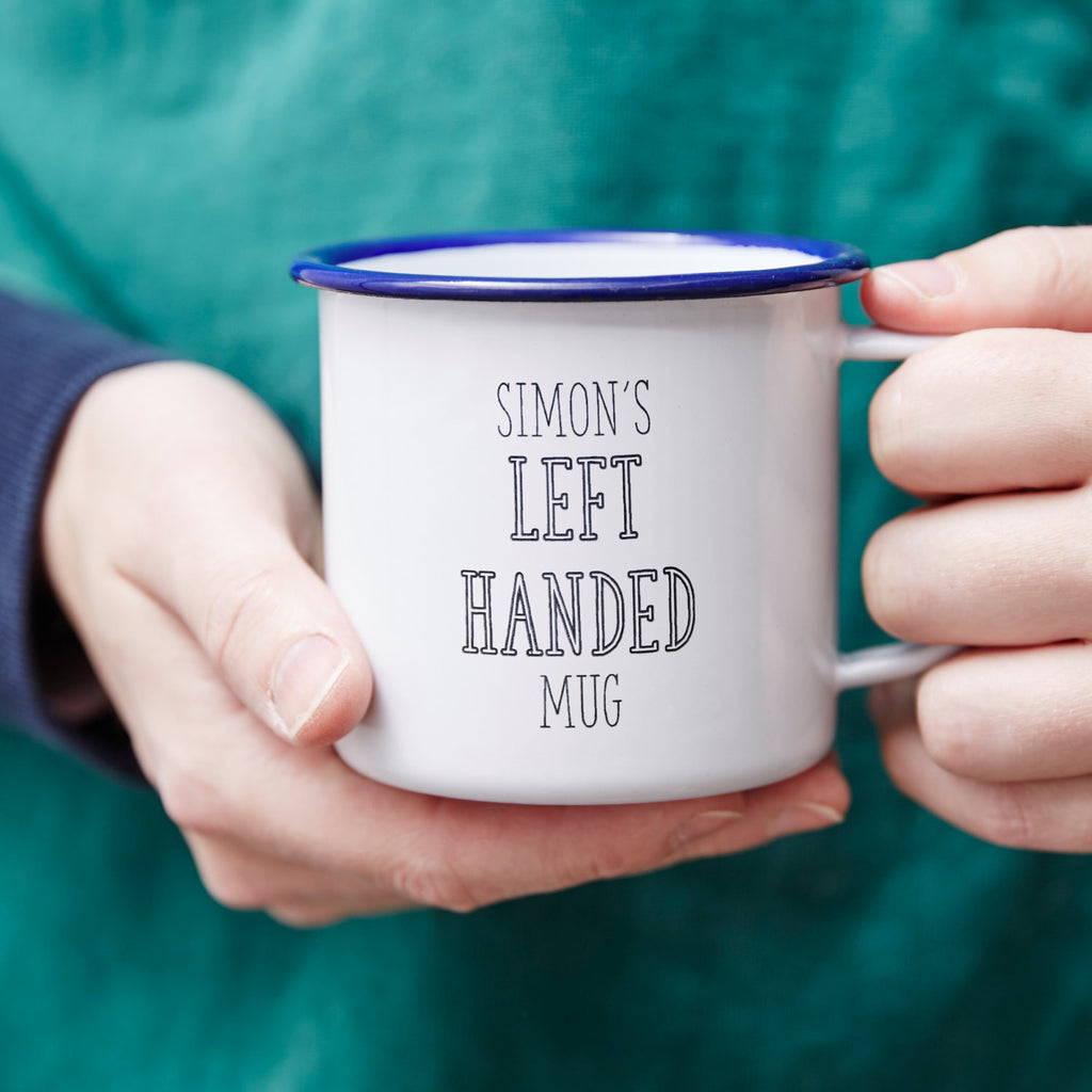 Left Handed Personalised Enamel Mug