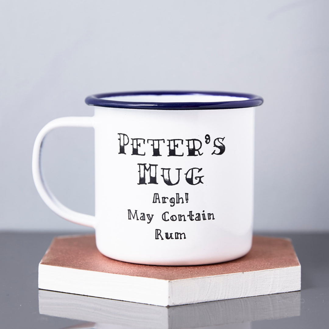 Enamel Personalised 'May Contain Rum' Mug