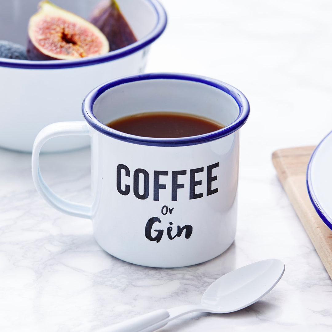 Coffee Or Gin Personalised Enamel Mug