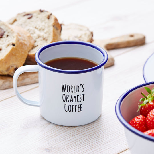 Personalised 'Cup Of Coffee' Enamel Mug
