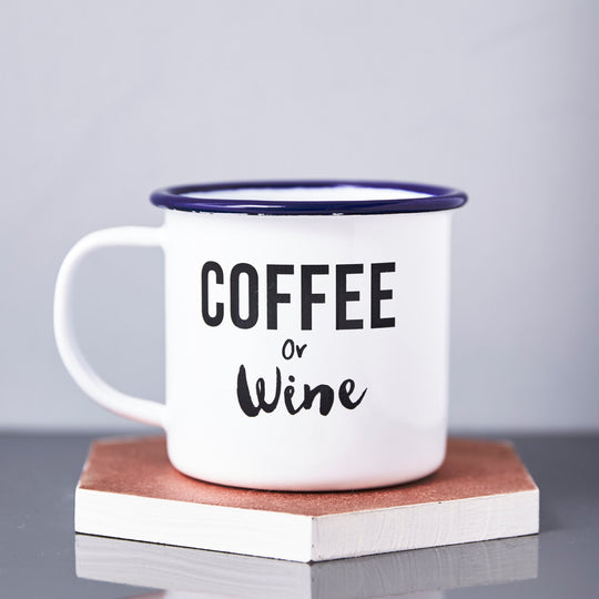 Coffee Or Wine Personalised Enamel Mug