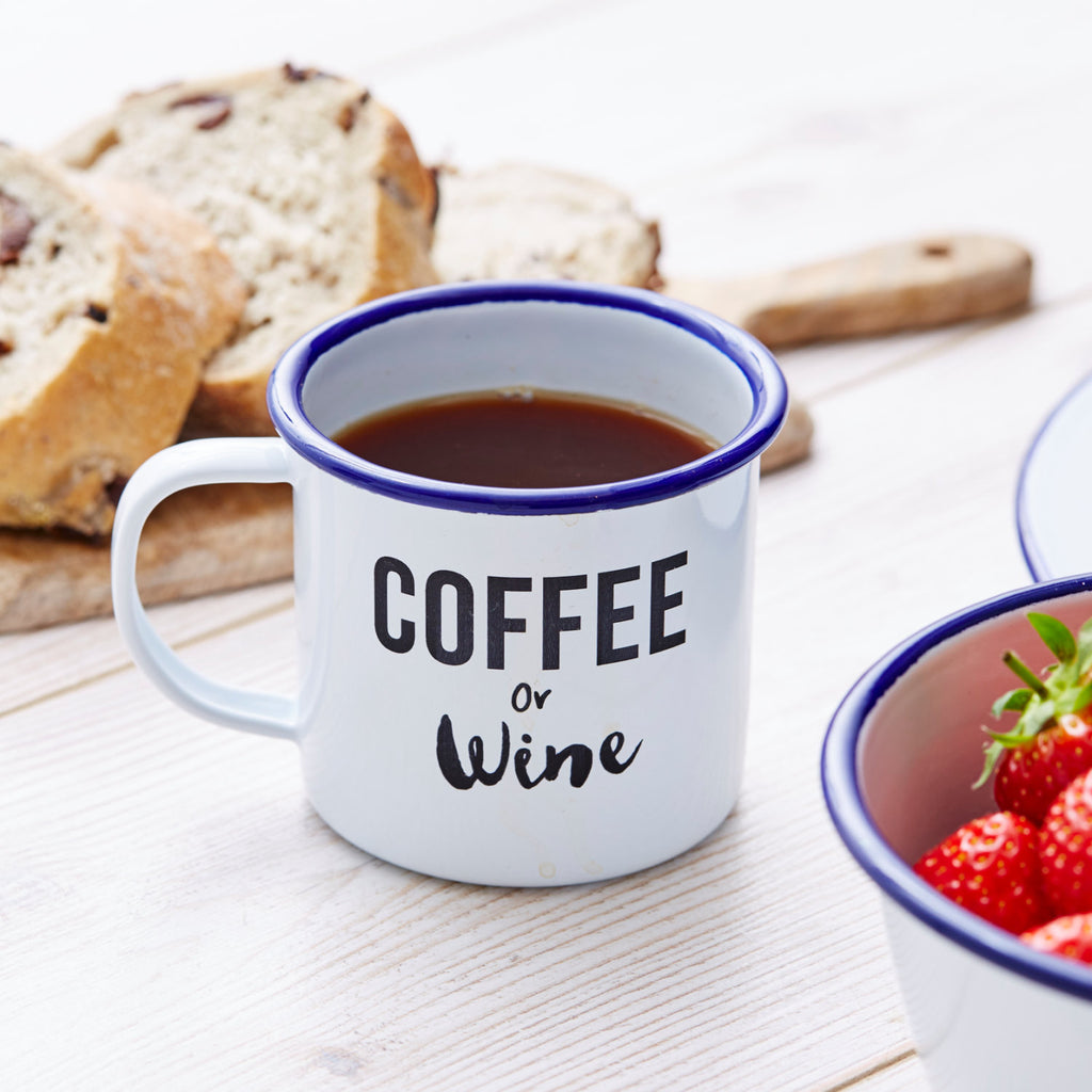 Coffee Or Wine Personalised Enamel Mug