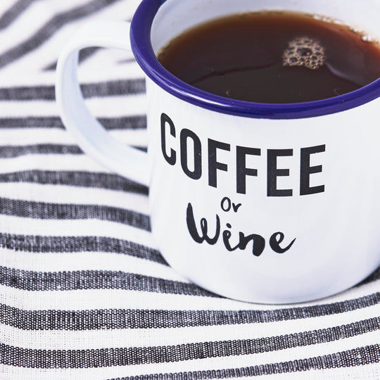 Coffee Or Wine Personalised Enamel Mug