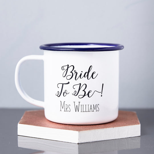 Bride To Be Enamel Personalised Mug