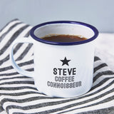 Coffee Connoisseur Enamel Personalised Mug