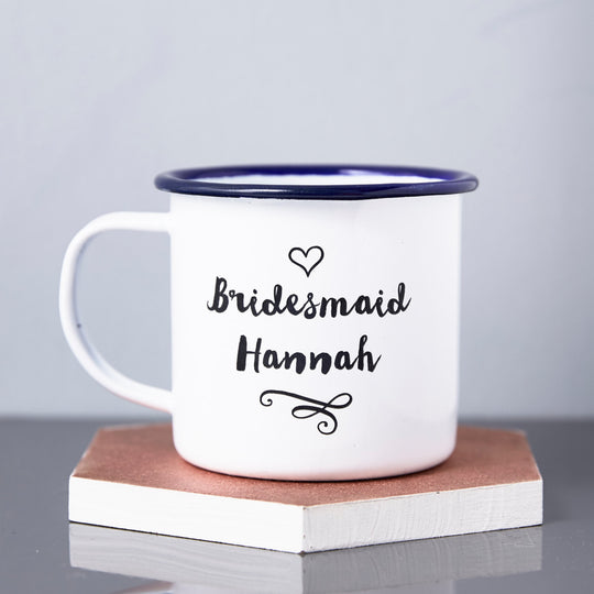 Personalised Bridesmaid Enamel Mug