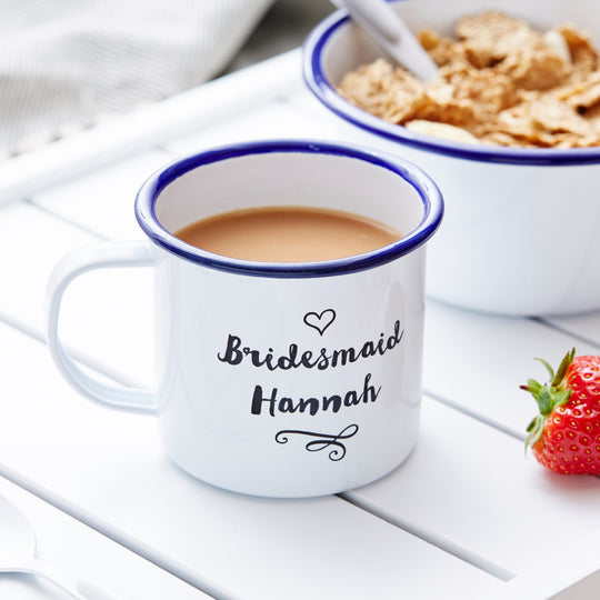 Personalised Bridesmaid Enamel Mug