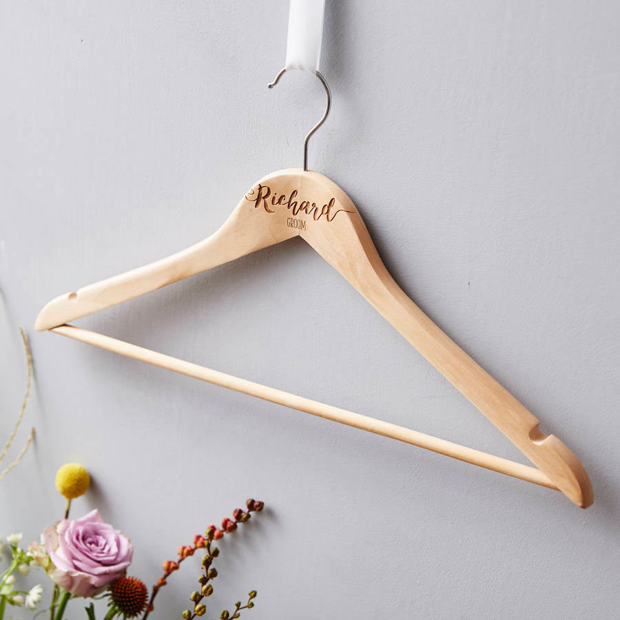 Wooden Personalised Groom Hanger