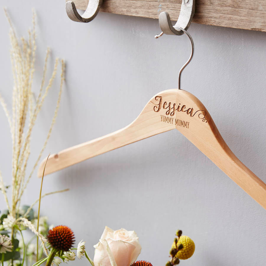 Yummy Mummy Personalised Wooden Coat Hanger