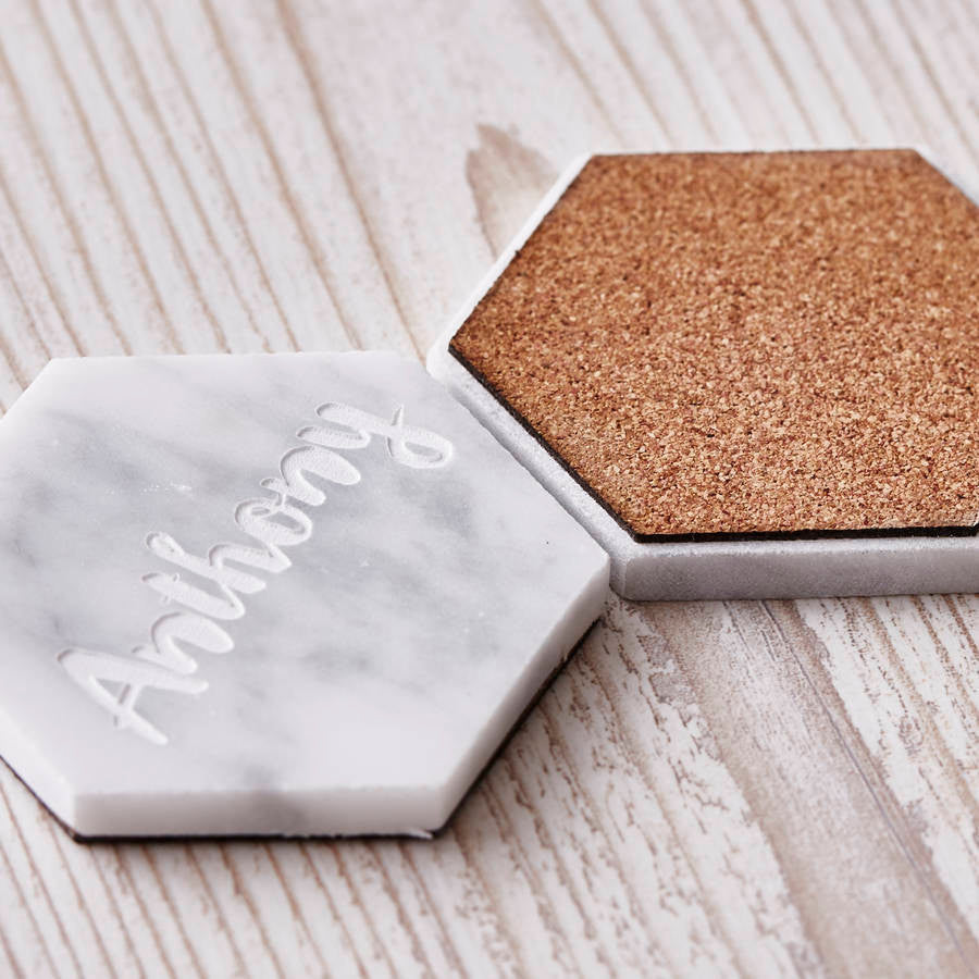 Marble Personalised Hexagon Place Setting