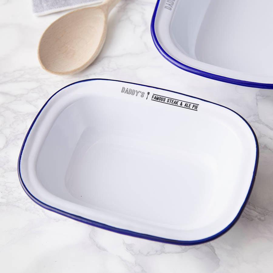 Personalised Enamel Pie Dish For Him