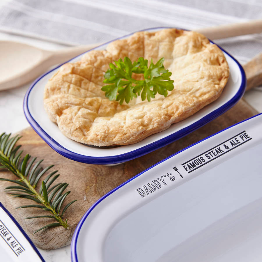 Personalised Enamel Pie Dish For Him