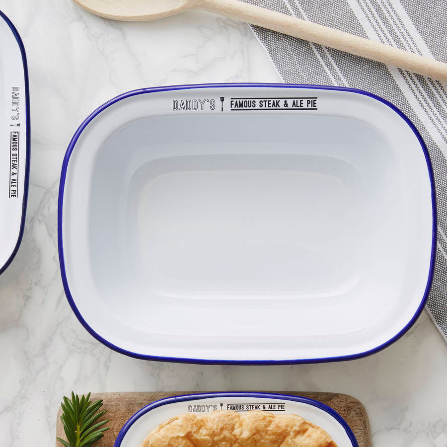 Personalised Enamel Pie Dish For Him