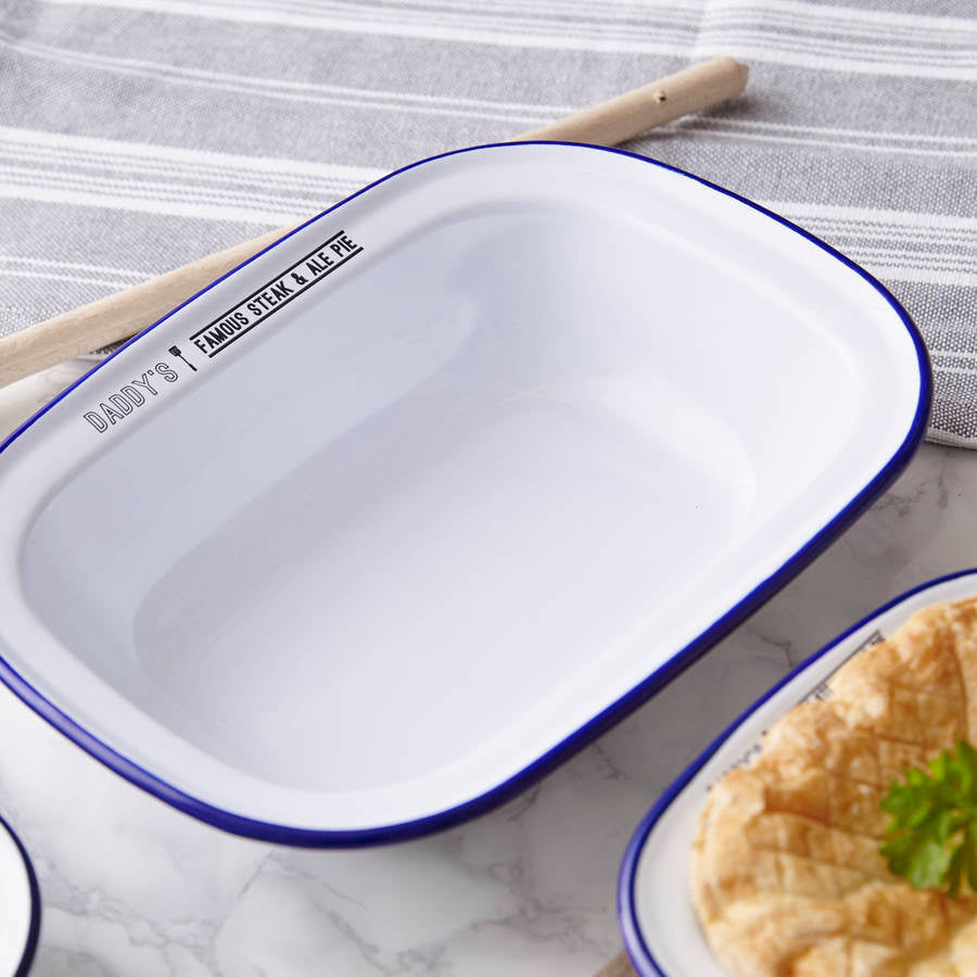 Personalised Enamel Pie Dish For Him