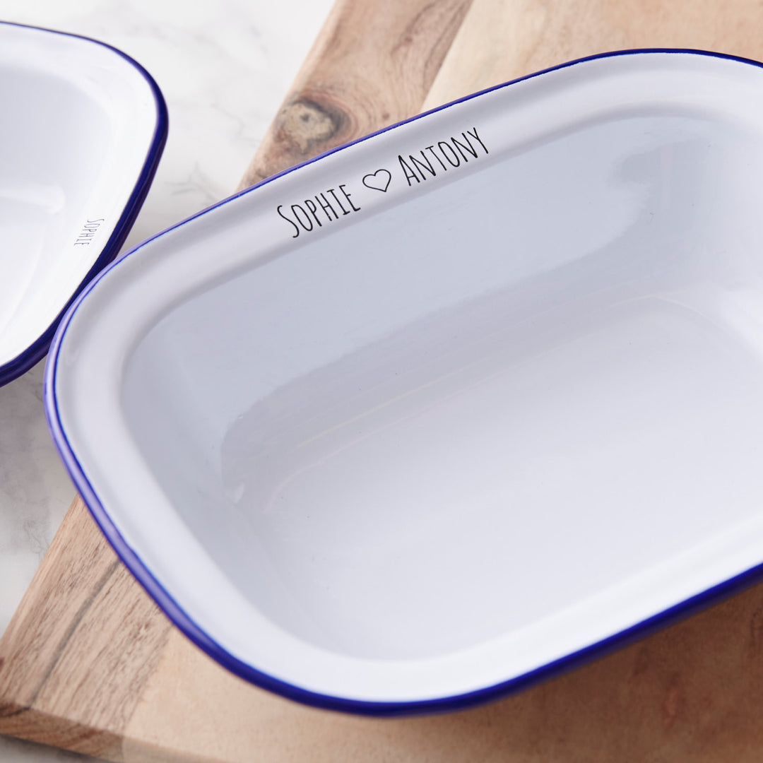 Personalised Couples Enamel Pie Dish