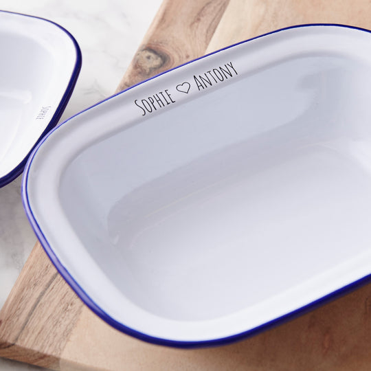 Personalised Couples Enamel Pie Dish