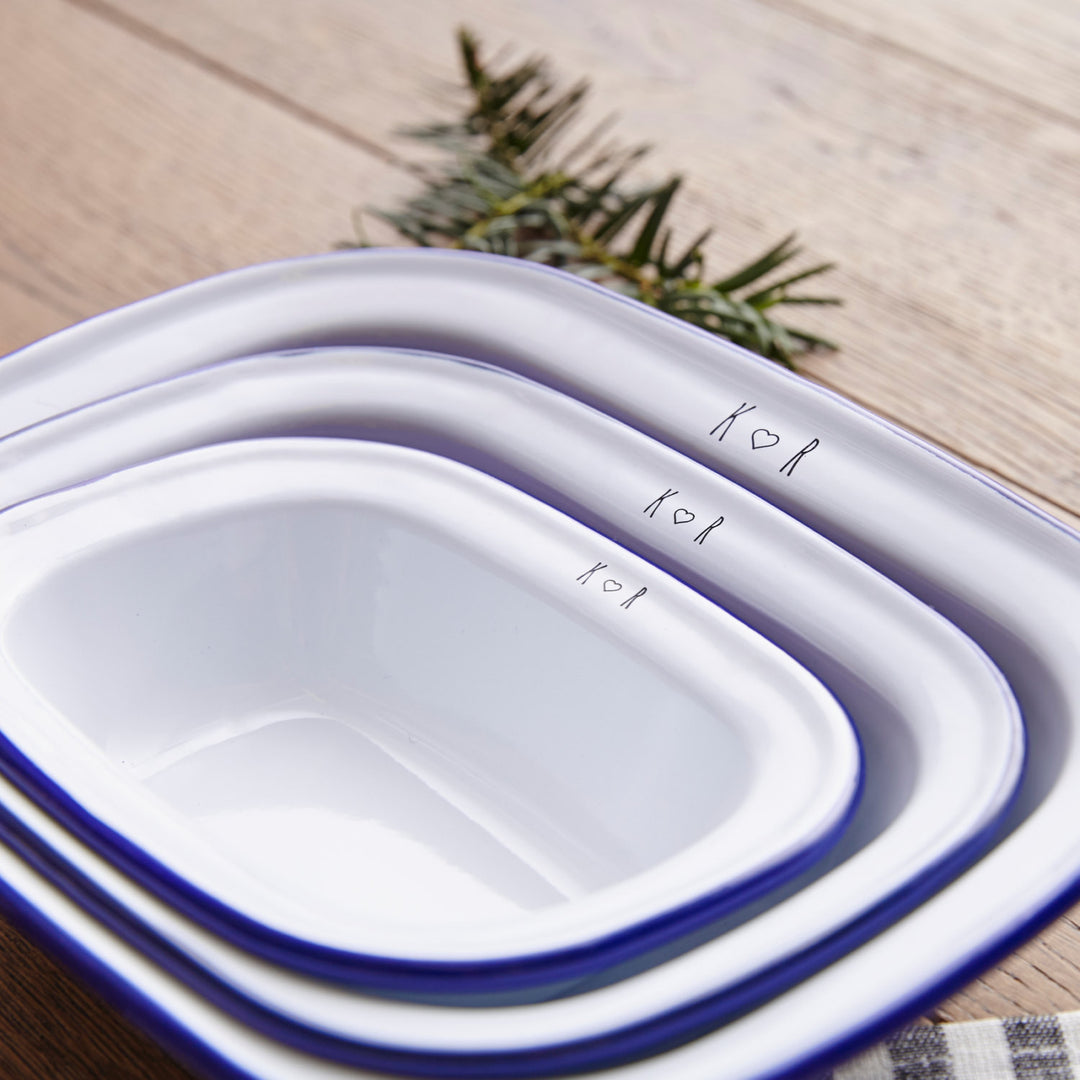 Personalised Initials Enamel Pie Dish