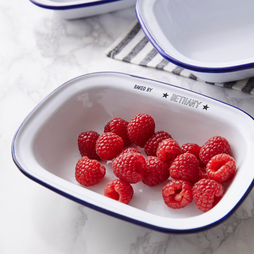 Personalised 'Baked By' Enamel Pie Dish