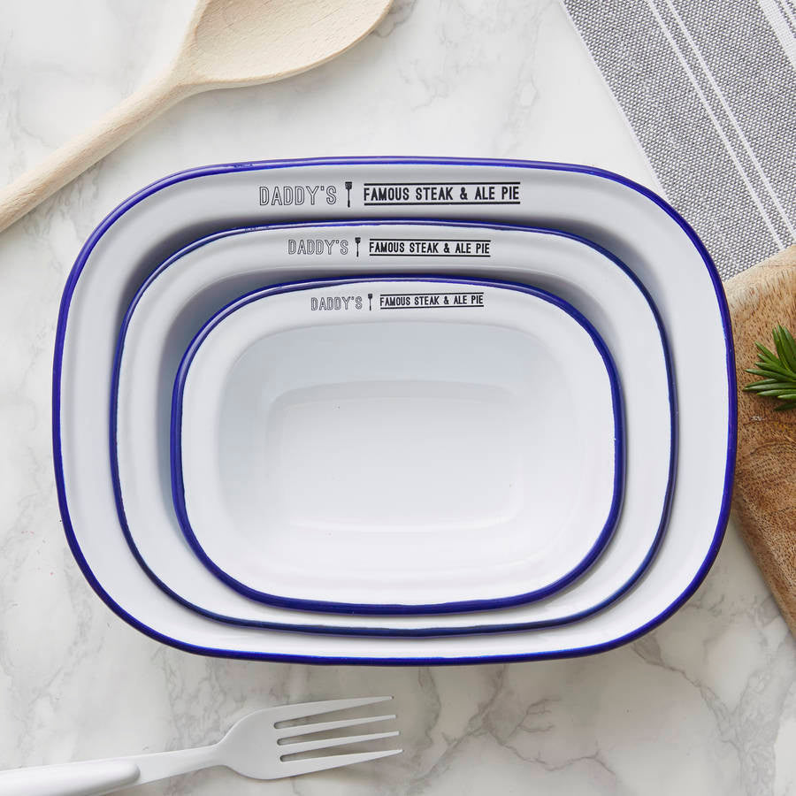 Personalised Enamel Pie Dish Gift Set For Him