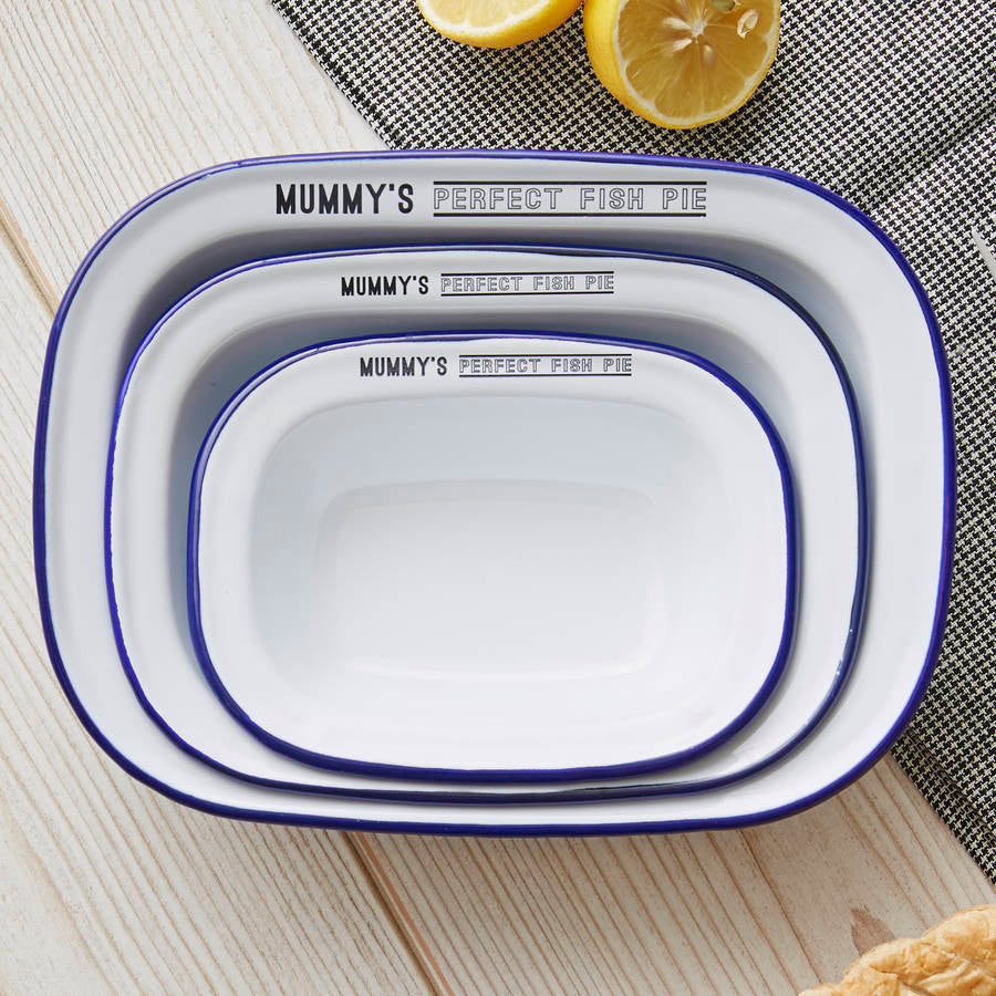 Personalised Enamel Pie Dish Gift Set For Her