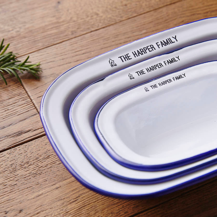 Personalised Family Enamel Pie Dish Set