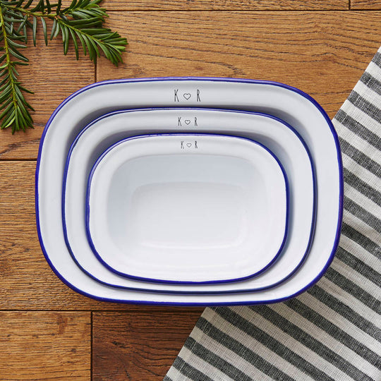 Personalised Initials Enamel Pie Dish Set