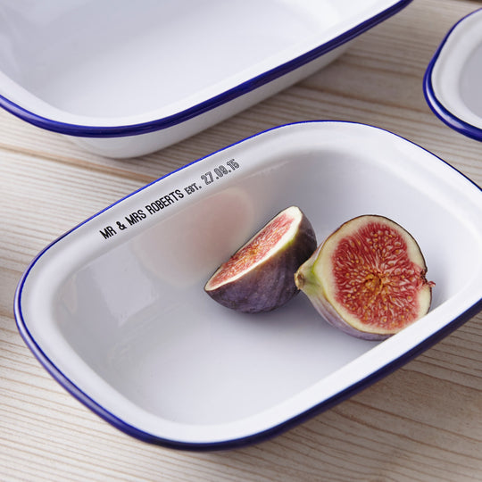 Personalised Wedding Enamel Pie Dish