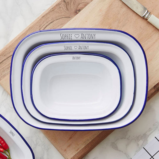 Personalised Couples Enamel Pie Dish Gift Set