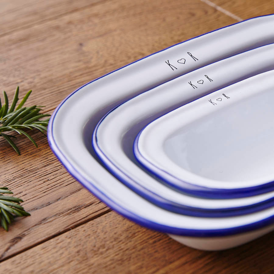 Personalised Initials Enamel Pie Dish Set