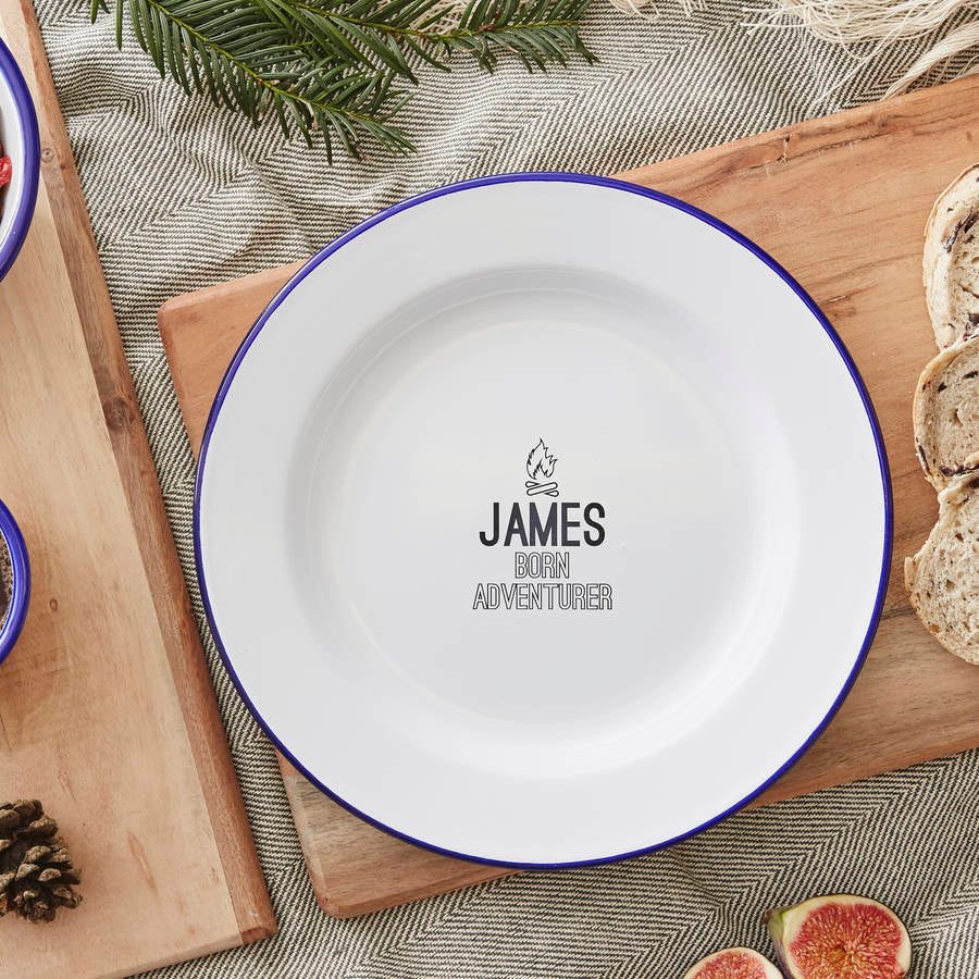 Personalised Adventurer Enamel Plate