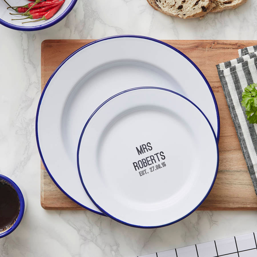 Personalised Wedding Enamel Plate