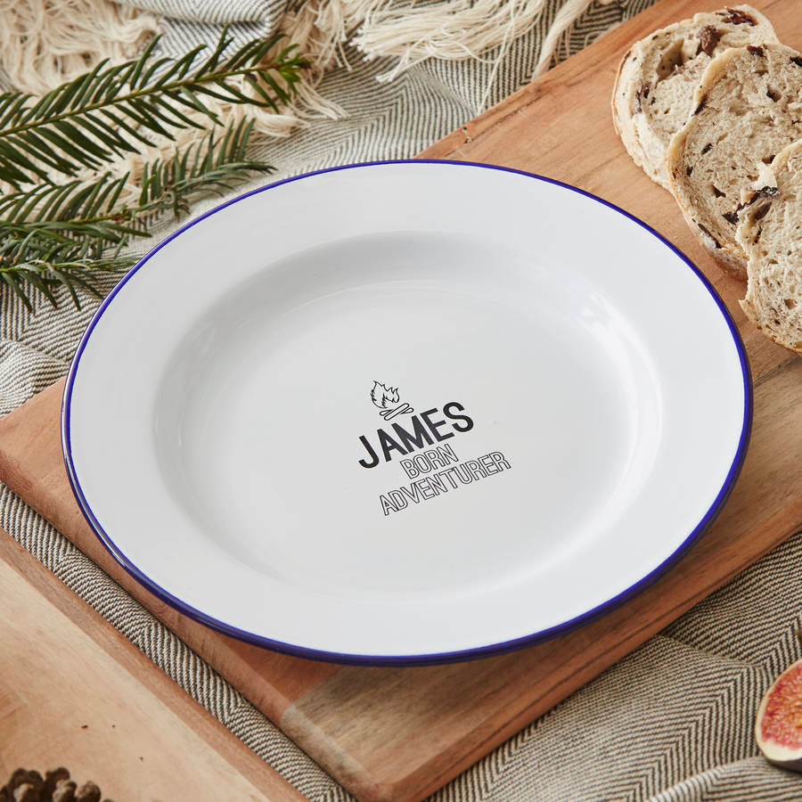 Personalised Adventurer Enamel Plate